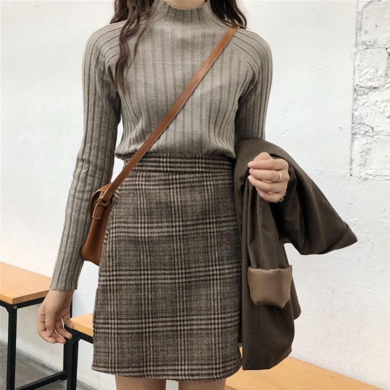 Chân Váy Ngắn Chữ A Lưng Cao Kẻ Sọc Hàn Quốc Phong Cách Retro Ulzzang Chân Váy Chữ A Thời Trang 2 Lớp | BigBuy360 - bigbuy360.vn