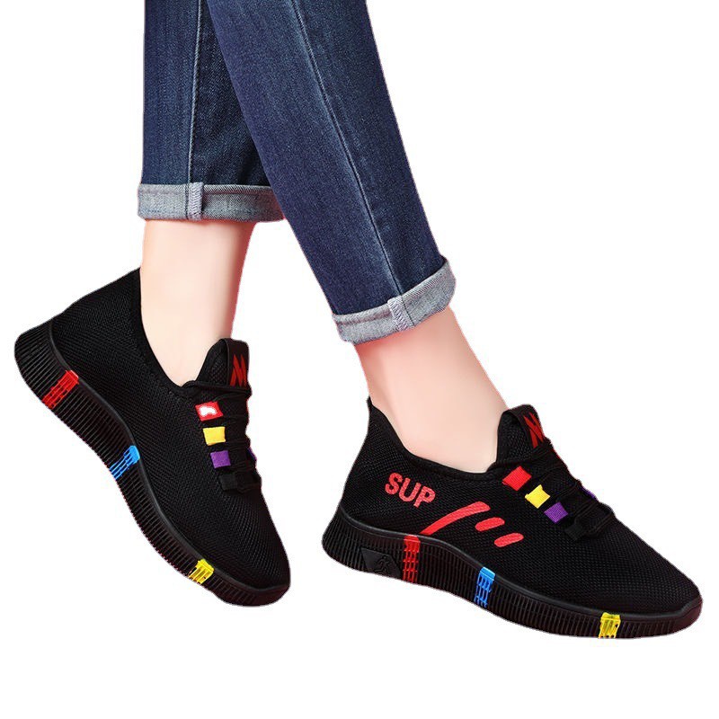 Giày nữ vải thoáng khí SUP đế 3 vạch màu kiểu dáng hàn quốc | BigBuy360 - bigbuy360.vn