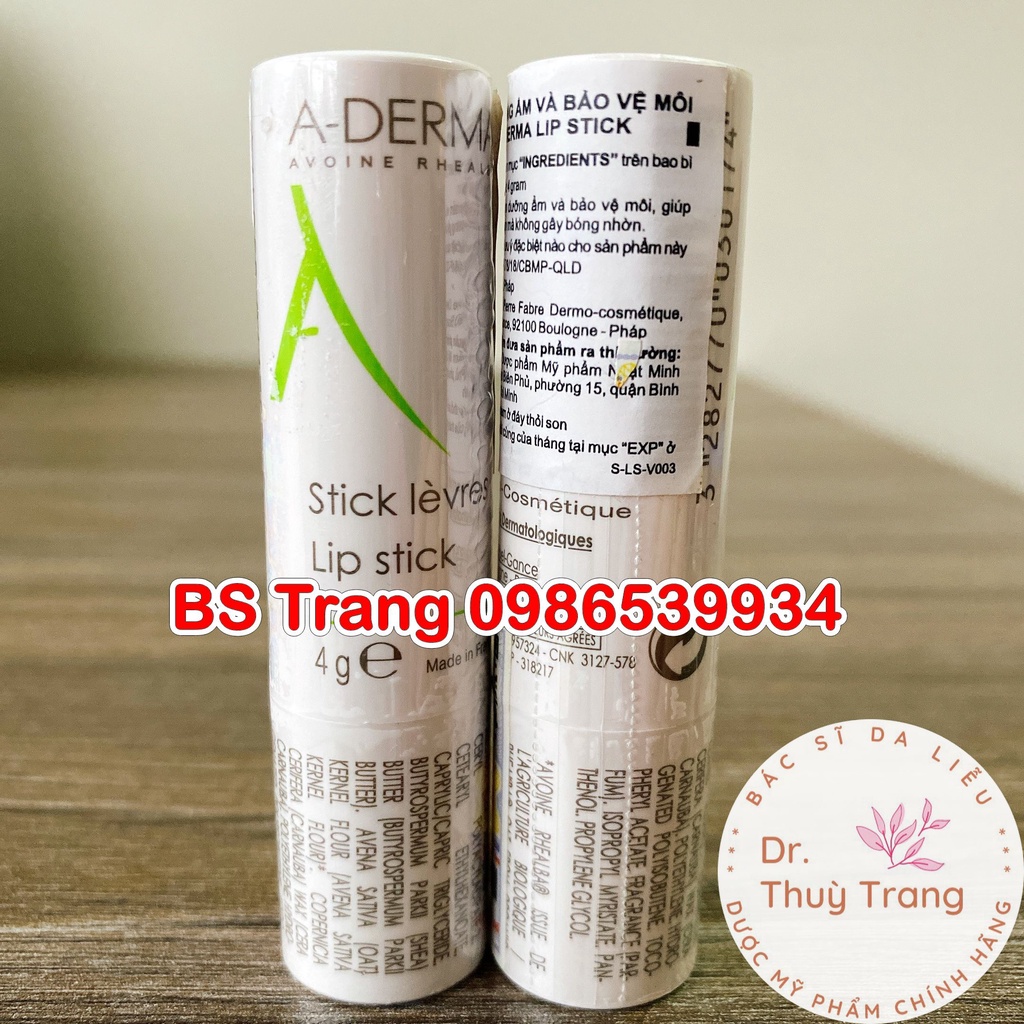 [TEM NHẬP KHẨU] Son dưỡng ẩm và bảo vệ môi trong suốt A-Derma Lip Stick 4g- ADERMA OFFICAL