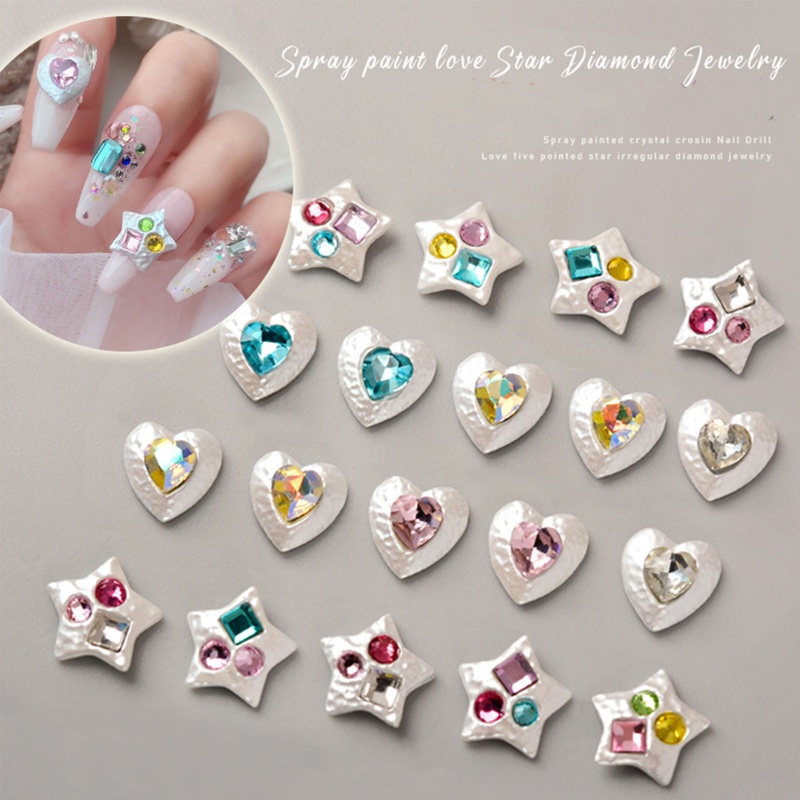 Set 10 Hạt Cườm 3D Nhiều Màu Sắc Trang Trí Móng Nghệ Thuật DIY