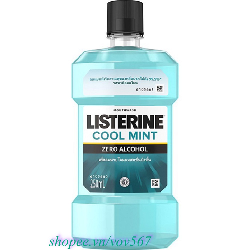 Nước Súc Miệng 250Ml Listerine Cool Mint Zero Alcohol, vov567 100% Là Hàng Chính Hãng.