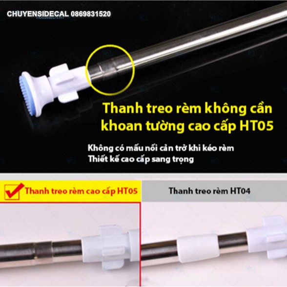 Thanh Treo Rèm Đa Năng - Không Cần Khoen Tường 02 ( 5 size)