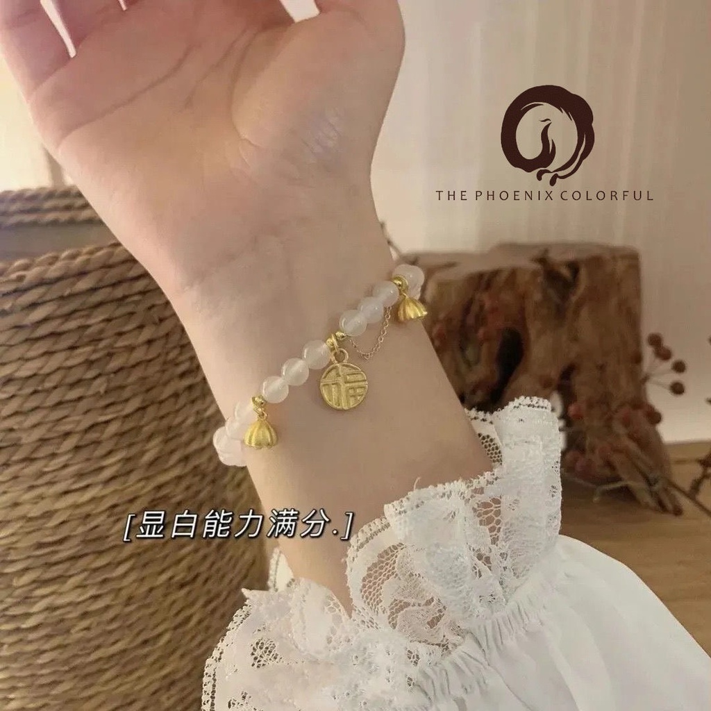 Vòng tay nữ dễ thương tone màu pastel xinh xắn dạng hột có chuông mẫu mới đơn giản lolita VT76
