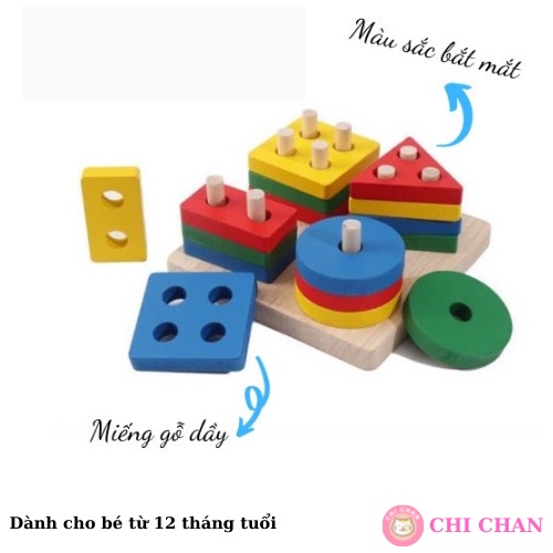 Combo 6 món đồ chơi gỗ montessori rèn luyện kỹ năng phát triển trí tuệ - Chi chan 008