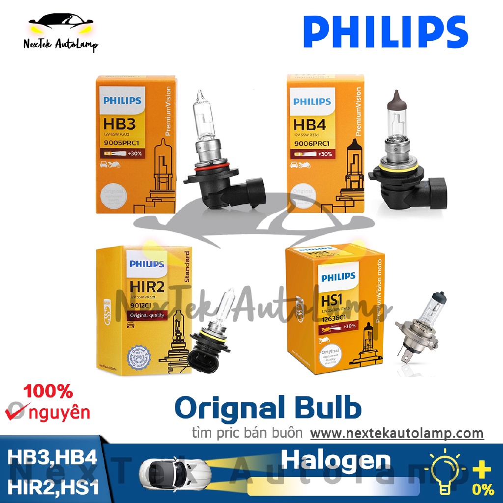 Philips Original Standard Bulb HB3 HB4 9005 9006 HIR2 HS1 Đèn Pha Xe Chất Lượng Gốc Bóng đèn Halogen đèn cảm ứng
