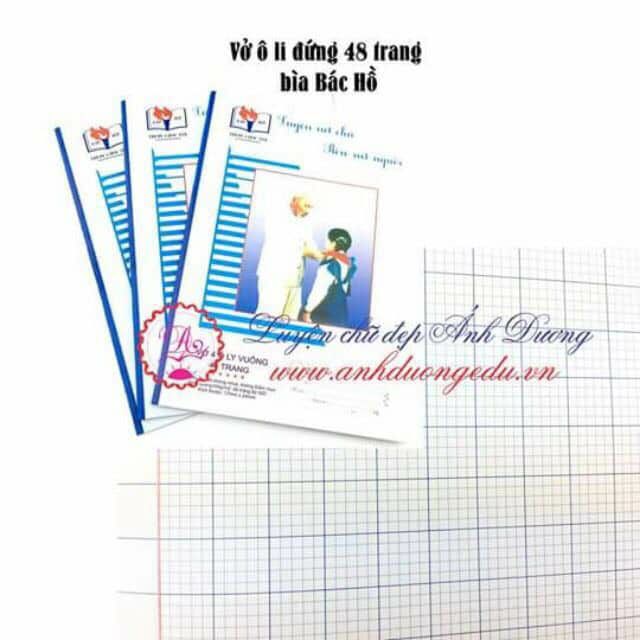VỞ 4 Ô LI ĐỨNG BÌA BÁC HỒ để viết, luyện chữ