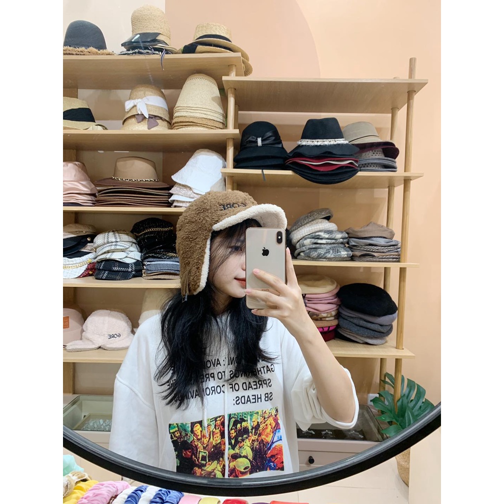 Mũ lông chữ GORE dây cài xinh xắn leuleu.accessorize