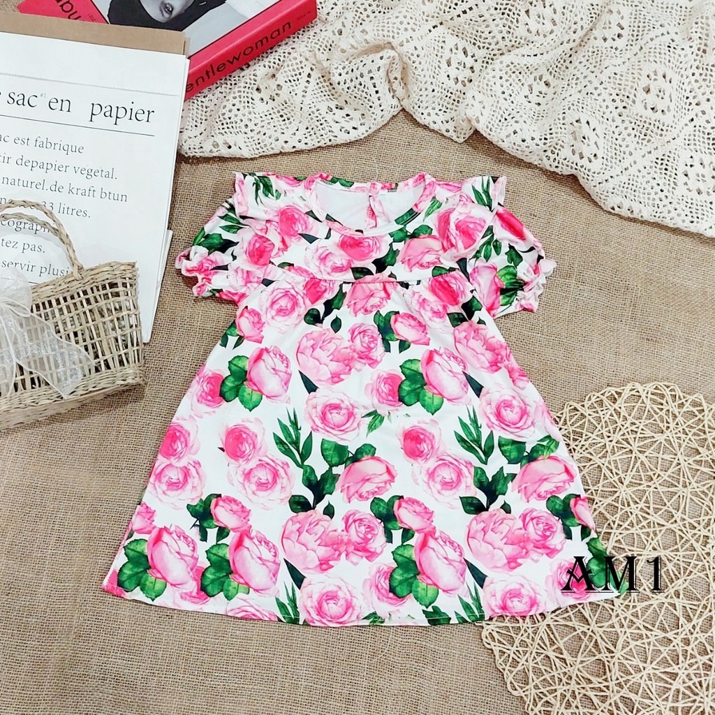 (8-33kg) Váy cho bé Đầm bé gái hoa hồng sang chảnh TB58 TN59