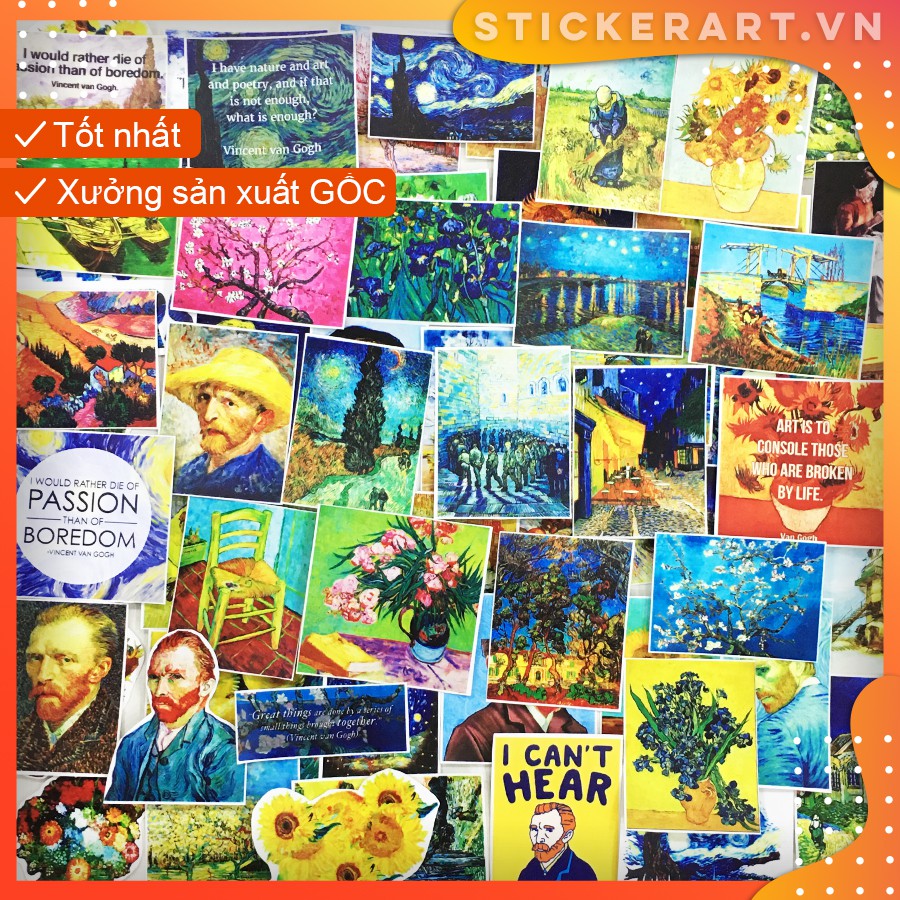 [ART - VAN GOGH#1] 127 Sticker chống nước/dán xe laptop mũ bảo hiểm vali...