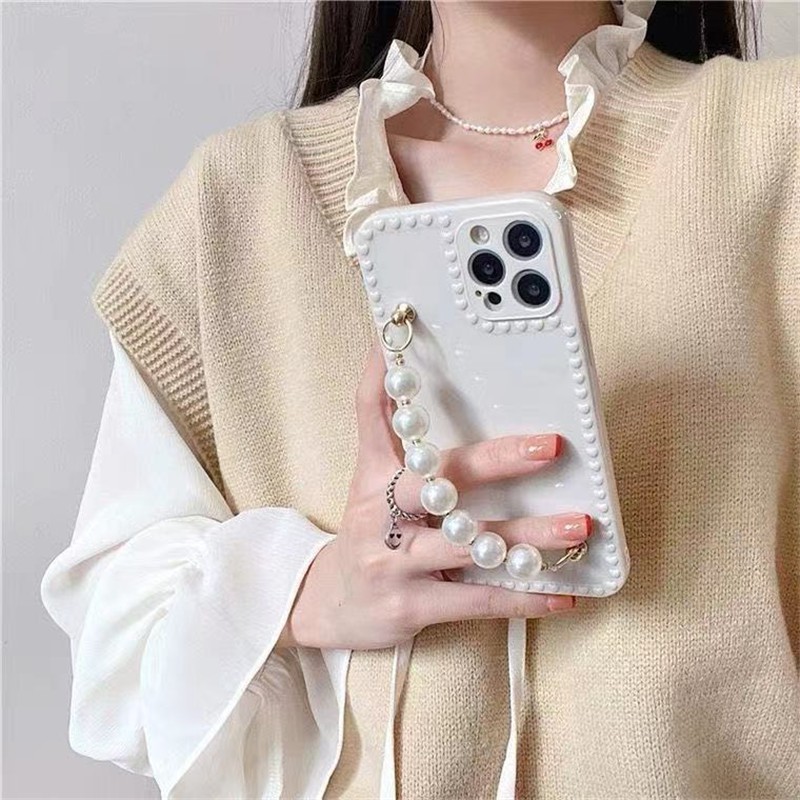 Ốp điện thoại TPU mềm chống sốc có dây đeo ngọc trai cho Iphone 12 11 Pro Max Xs Max Xr 8 7plus | BigBuy360 - bigbuy360.vn