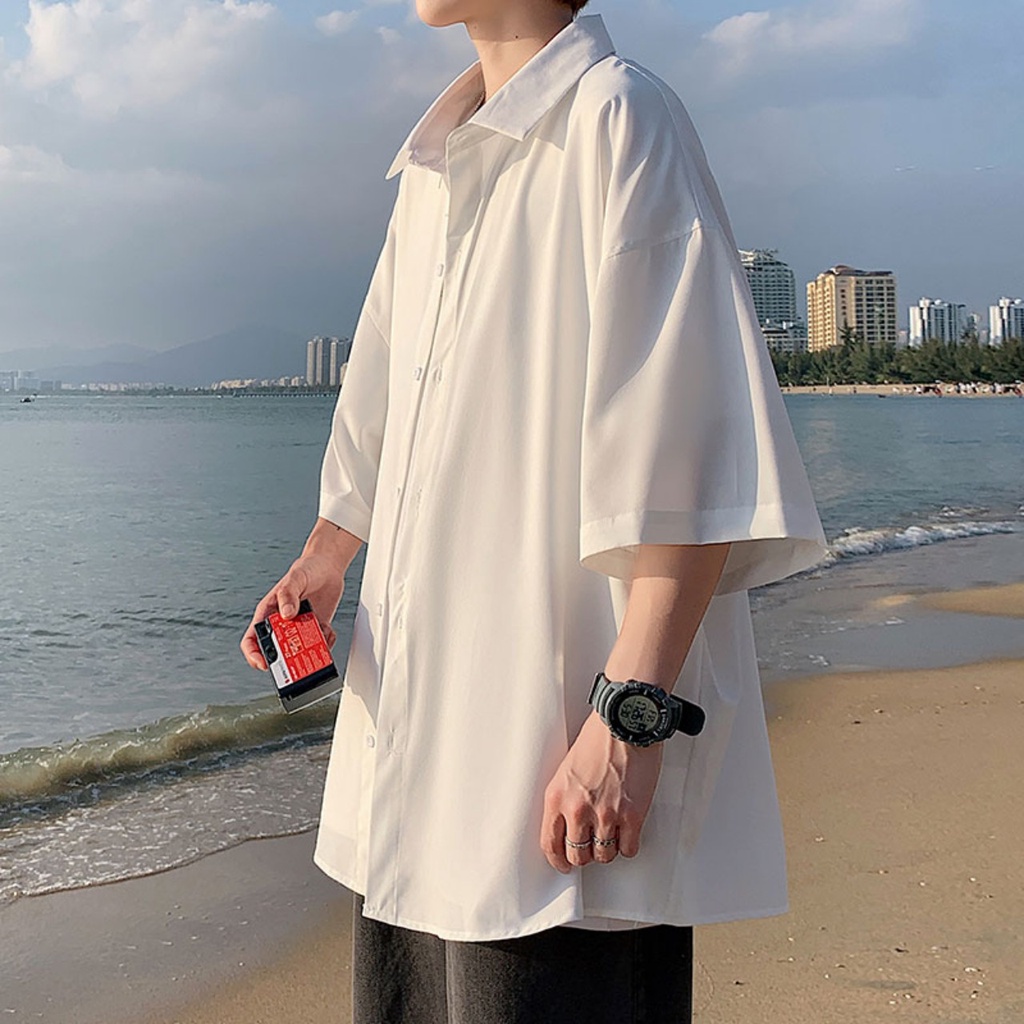 Áo sơ mi nữ form rộng unisex , sơ mi nam nữ vải voan lụa mịn mát free size 40kg - 70kg