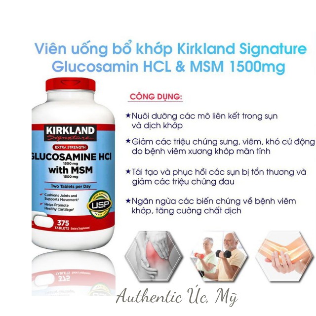 Viên Uống Bổ Xương Khớp GLUCOSAMIN 375 viên Kirkland - Mỹ 🇺🇸