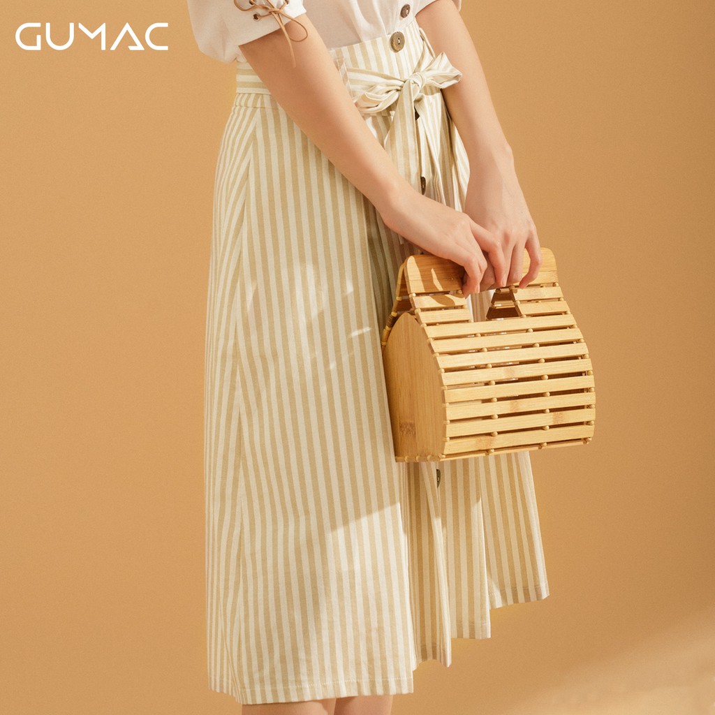 [Mã WAAUG giảm 15% tối đa 30k đơn 99k] Chân váy A sọc nơ VA734 GUMAC | BigBuy360 - bigbuy360.vn