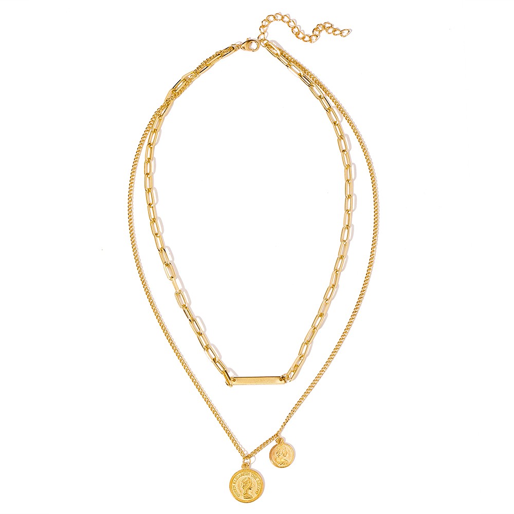 vòng cổ Hợp Kim Nhiều Lớp Mặt Hình Đồng Xu Xinh Xắn