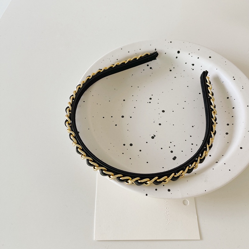 Băng Đô Dây Xích Bằng Da Kiểu Dáng Đơn Giản Hợp Thời Trang