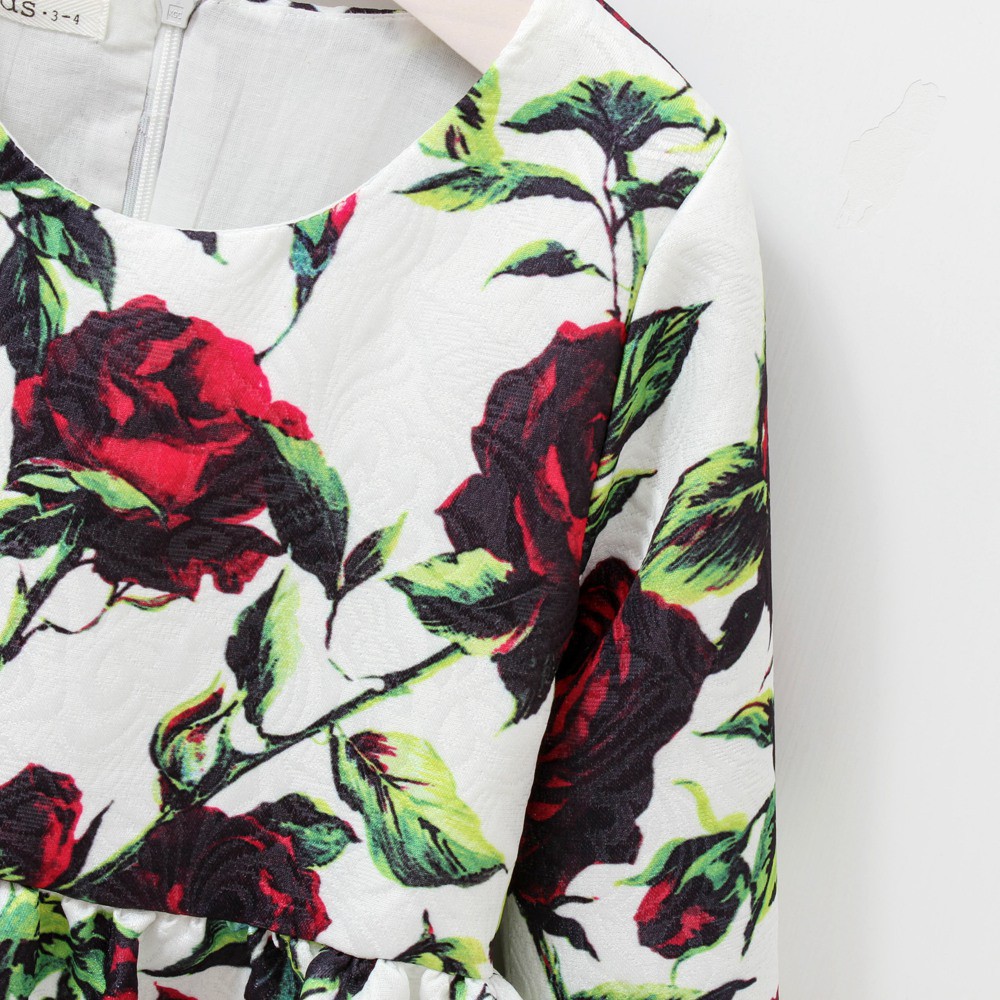 Đầm Sanlutoz Tay Dài Họa Tiết Hoa Dành Cho Bé Vào Mùa Đông