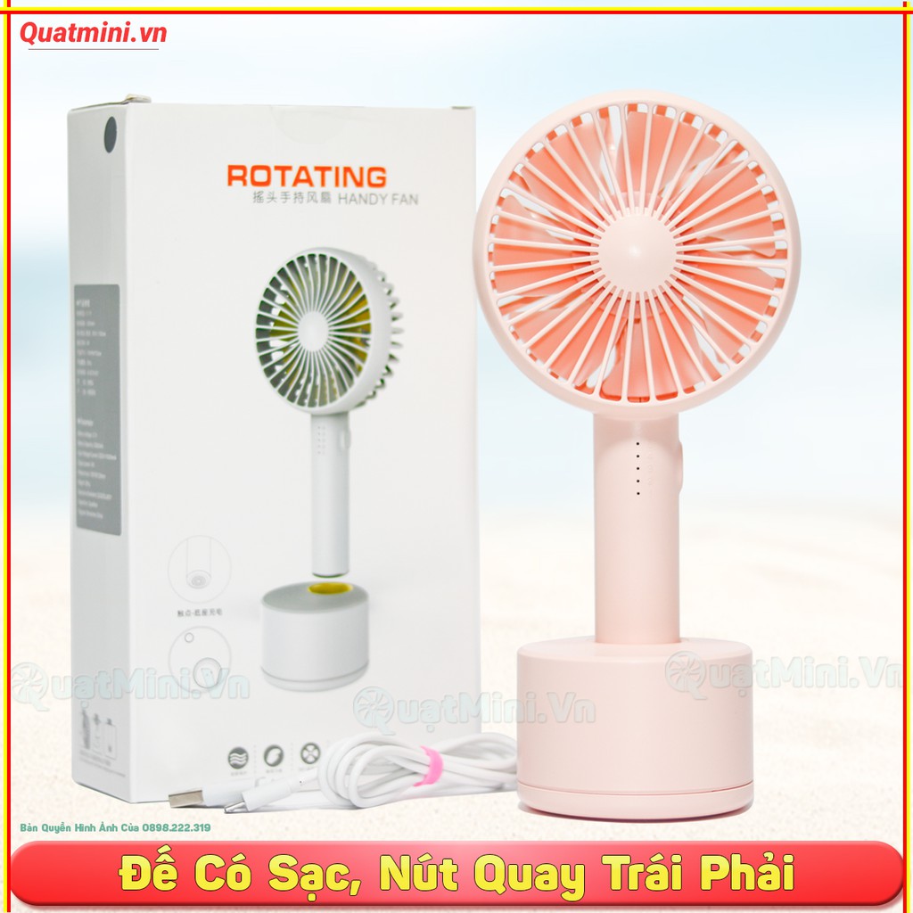 Quạt Cầm Tay 5 Cấp Độ Số [Tích Hợp Đế Sạc][Quay Trái Phải][2000mah] | BigBuy360 - bigbuy360.vn