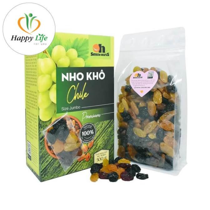 Nho khô mix 3 màu, nho khô nhập khẩu Chile 3 màu đen, đỏ, vàng hộp 500g - Happy Life 4U