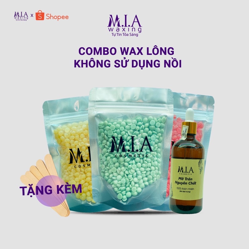 Combo 200gr Sáp Wax Lông Beans nhập và Mỡ Trăn tặng Que Phết Sáp