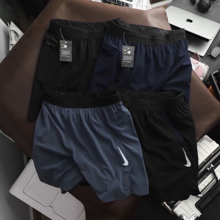 Quần Short Nam Đùi 𝐍𝐢𝐤𝐞 Dù Đùi Xẻ Cạp Chun Đai Đen Hàng Xuất Xịn Cao Cấp Vải Nhẹ Mát