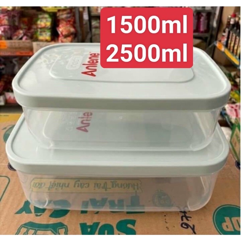 Bộ 2 hộp nhựa SIZE TO 2500&amp;1500ml Inochi quà từ Anlene
