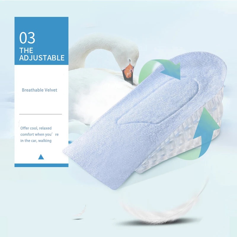 [Mới] Đệm Lót Giày Tăng Chiều Cao 3 Lớp Bằng Silicon Nhẹ Nhàng Thoáng Khí Thoải Mái