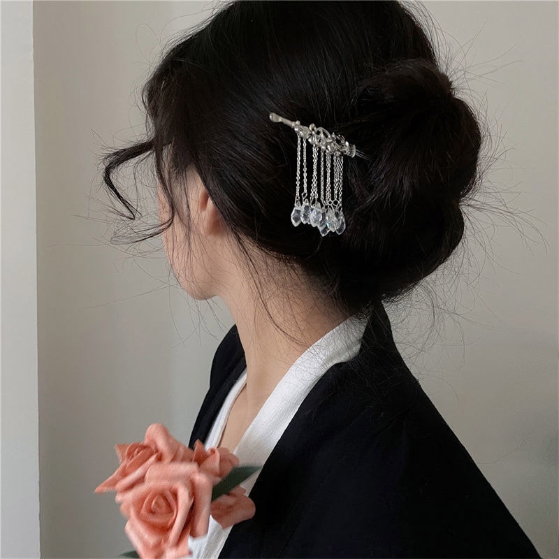 Mới Kẹp Tóc Kim Loại Hình Giọt Nước Thiết Kế Đơn Giản Phong Cách Trung Hoa