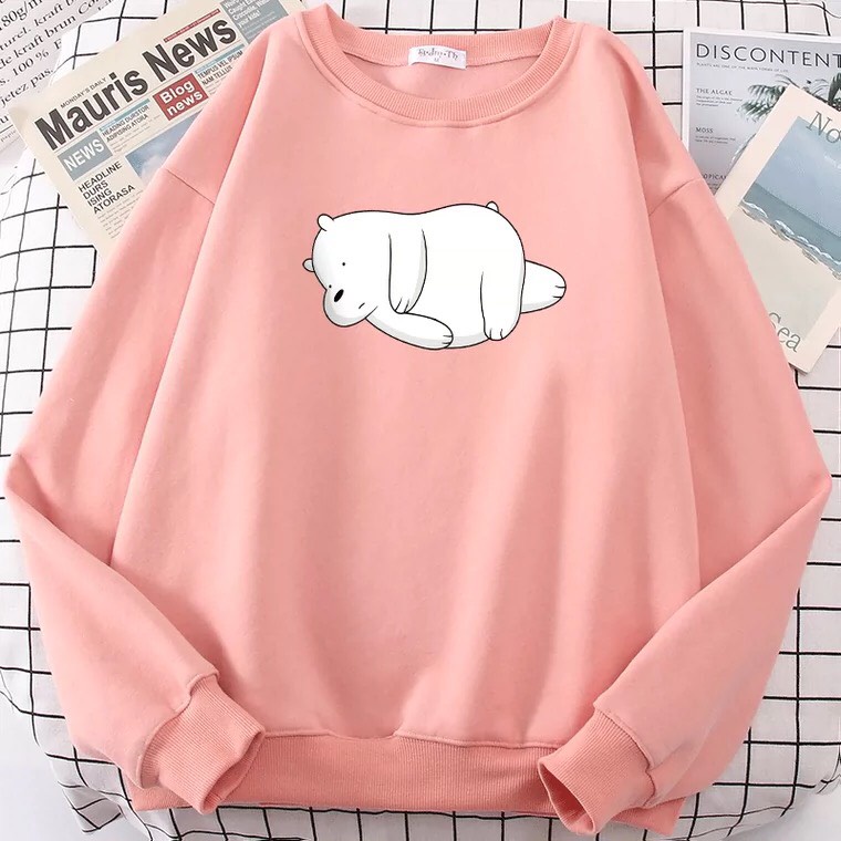 Áo Nỉ Gấu nằm nghiêng đầu, Áo nỉ Unisex from rộng, Chất nỉ ấm mặc không xù, thiết kế phong cách - MODY