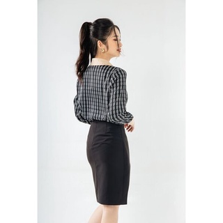 Áo Sơ mi cổ nơ hoạ tiết xích