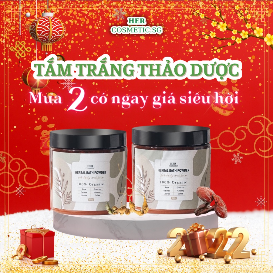 [COMBO 2 HỘP] Bột tắm trắng thuốc bắc thảo mộc Her chuẩn Spa tại gia - Dưỡng trắng da toàn thân