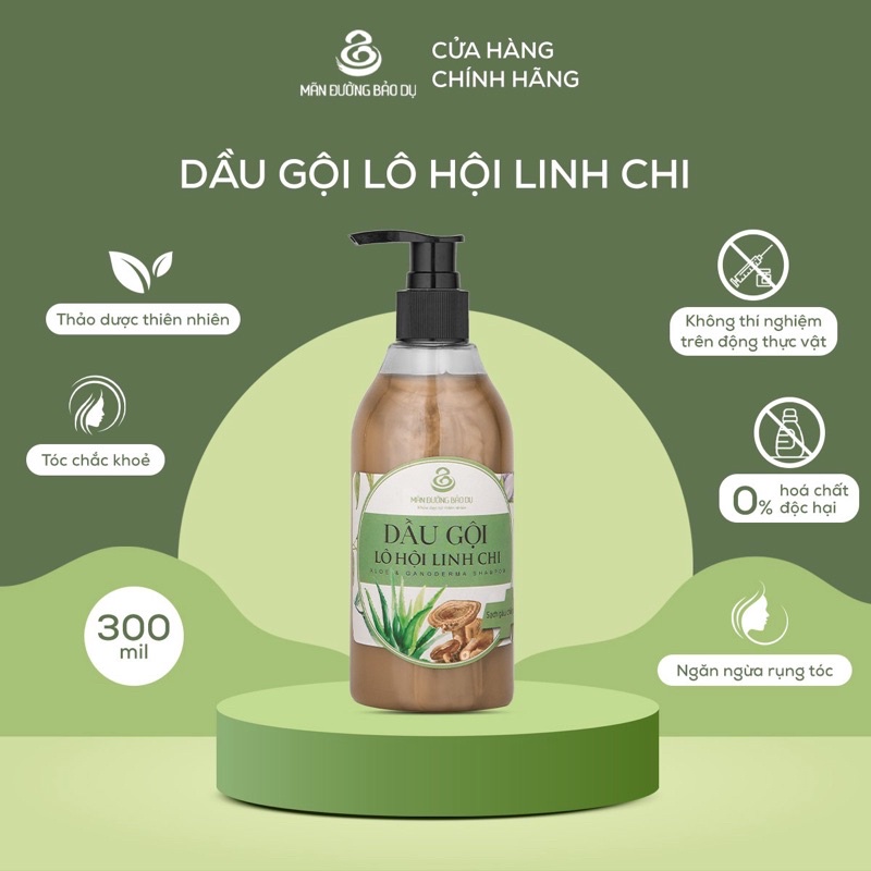 Dầu Gội Lô Hội Linh Chi 300ml MÃN ĐƯỜNG BẢO DỤ - Sạch Gàu, Chống Ngứa Da Đầu