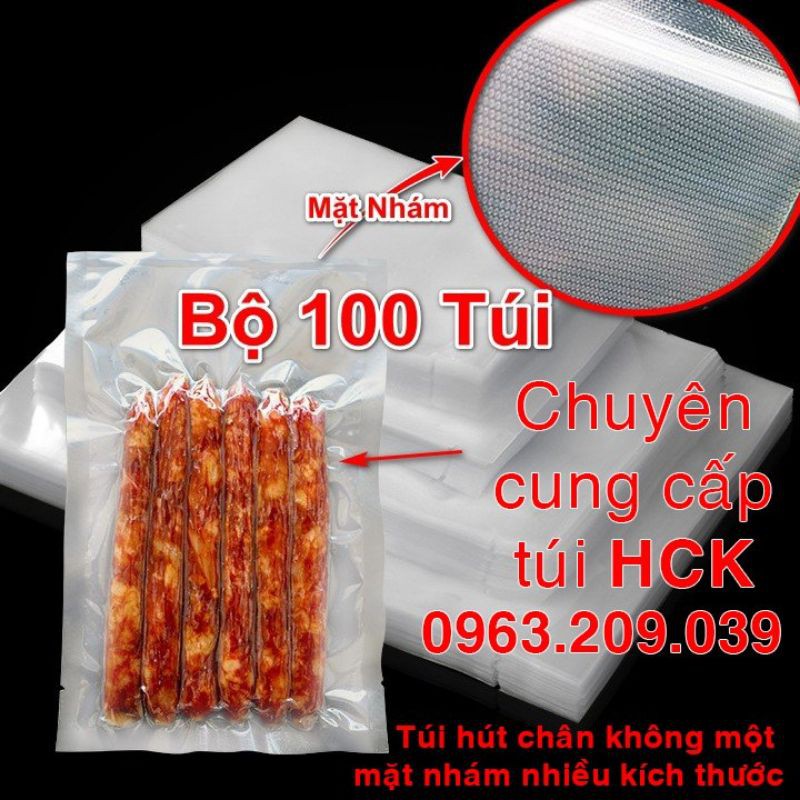 Túi hút chân không thực phẩm một mặt nhám 1 mặt trơn bộ 100 túi