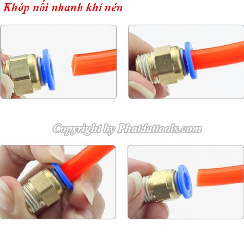 Khớp nối nhanh dây hơi khí nén dạng thẳng,chữ T,chữ thập-Nhựa PE cao cấp-Size 6-8-10-12