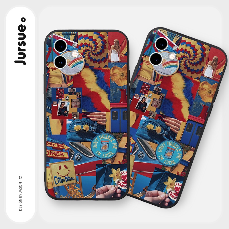 Ốp lưng JURSUE mềm viền vuông hình độc lạ đáng yêu Cho iPhone 14 13 12 11 Pro Max SE 2020 X XR XS 8 7 ip 6S 6 Plus Y2218