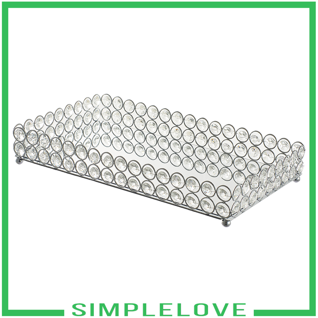 Khay trang trí trang điểm pha lê gương trang sức 25x15x5cm