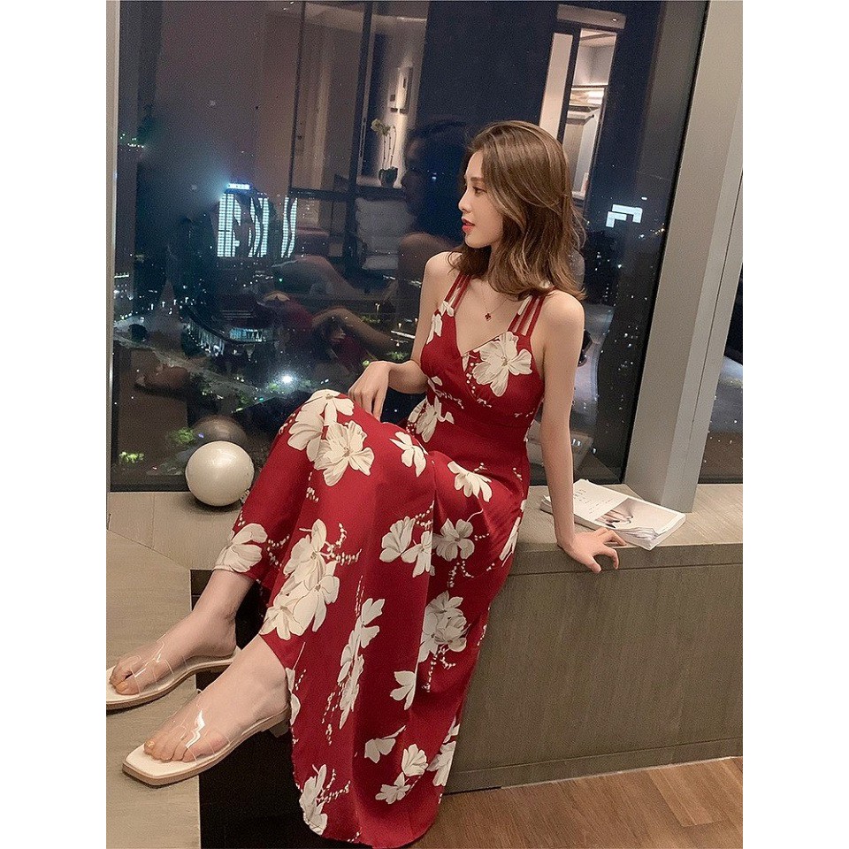Đầm maxi hoa đi biển hở lưng phong cách Hàn Quốc siêu quyến rũ | BigBuy360 - bigbuy360.vn