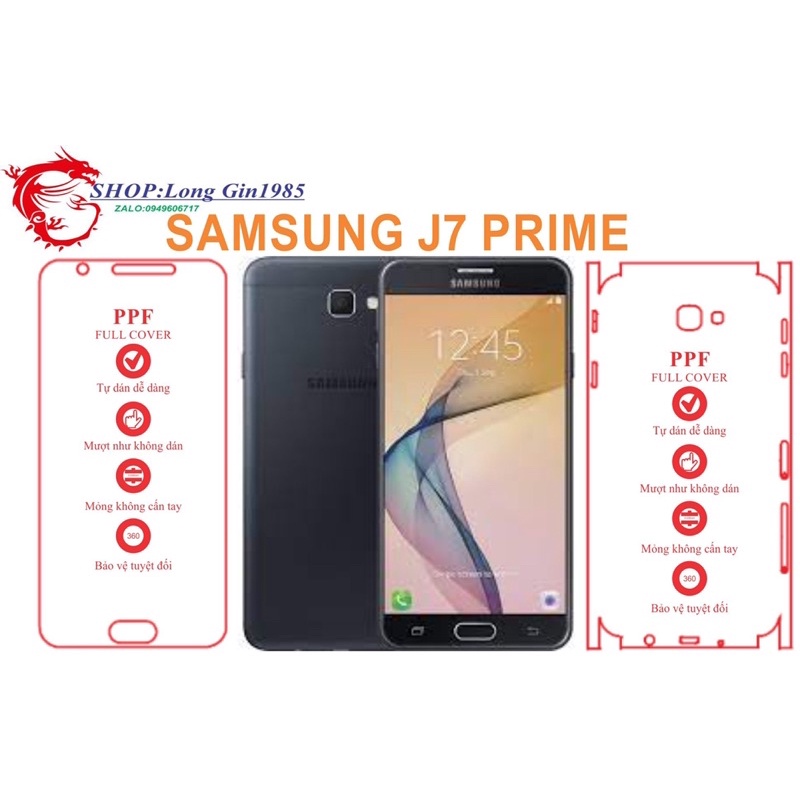 Samsung J7prime miếng dán trong Ppf mặt sau và mặt trước chống va đập chống trầy xước