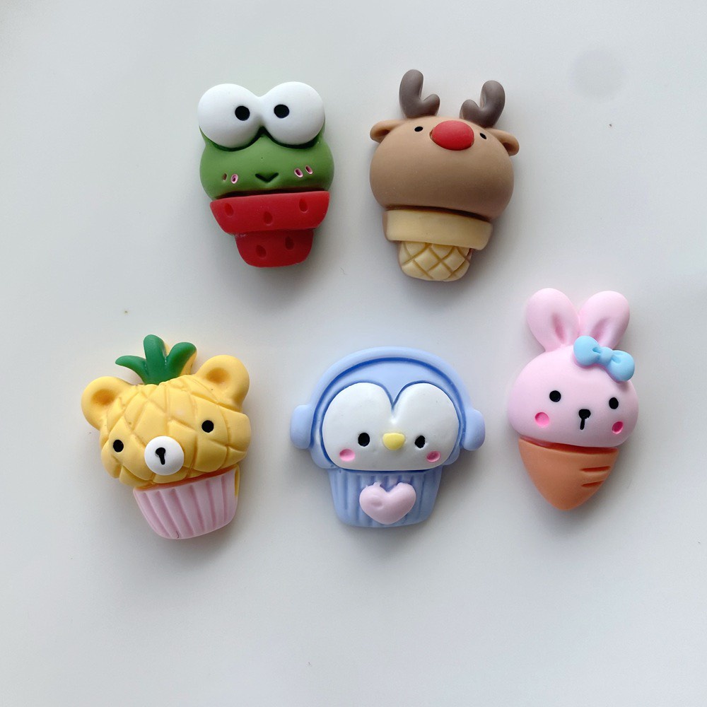 Charm (C440) slime/ Dụng Cụ Charm Trang Trí [Ko Keo &amp; Nút] Kem Ốc Quế Hình Thú Siêu Cute