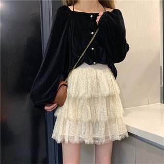 2022 Spring and Summer New Korean version of Bai Peng Fairy skirt with high waist and thin a-shaped skirt layer cake half skirt