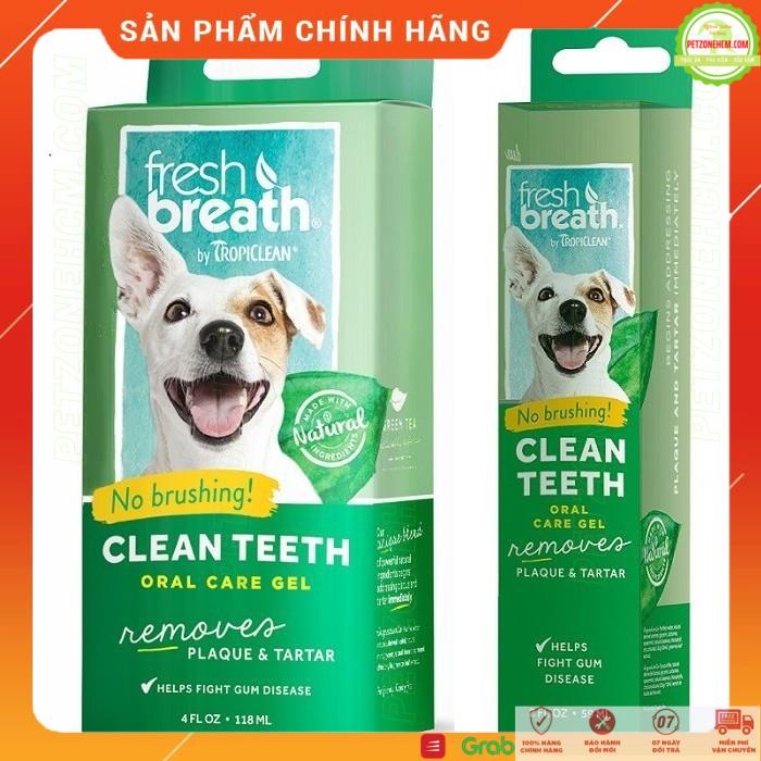 Gel Tropiclean cho Chó Mèo  💥 FREESHIP 💥 TropiClean Fresh Breath Clean Teeth Oral Care Gel đánh bay mảng bám & hôi miệng