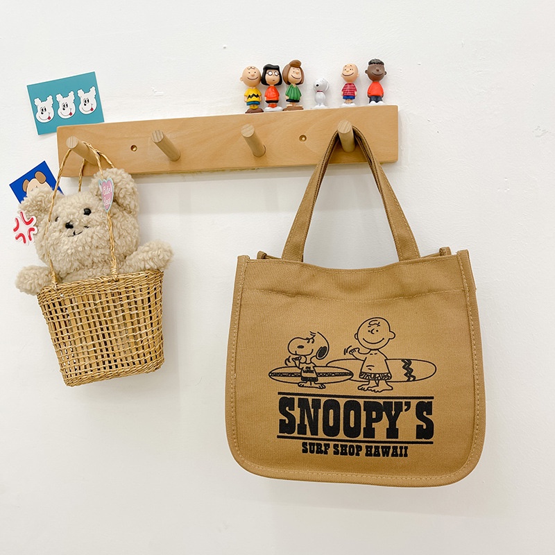 Túi Xách Vải canvas Cỡ Lớn Đa Năng In Hoạt Hình Snoopy Dễ Thương