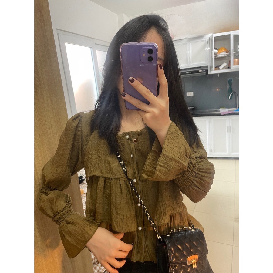 Áo Tơ Bèo Tiểu Thư Cổ Vuông - Sarang Clothing