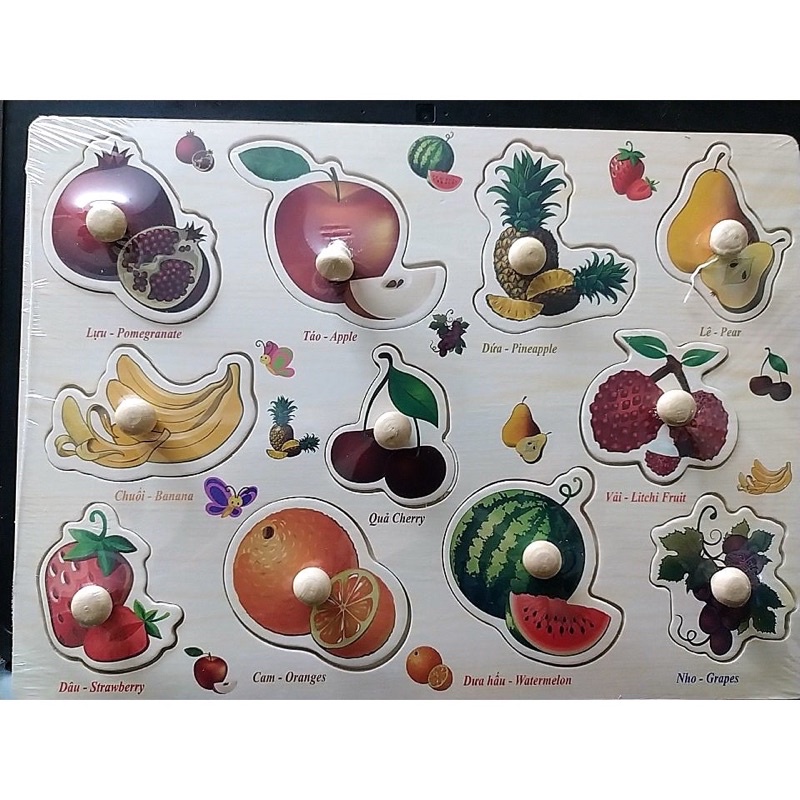 Bảng ghép hình núm gỗ cho bé rèn luyện trí nhớ với nhiều chủ đề, đồ chơi giáo dục