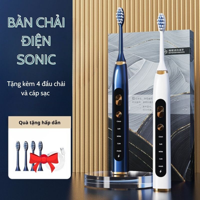 Bàn chải điện đa năng thông minh JIASHI động cơ từ tính 5 chế độ chăm sóc răng tặng kèm 4 đầu chải và cáp sạc BCD03