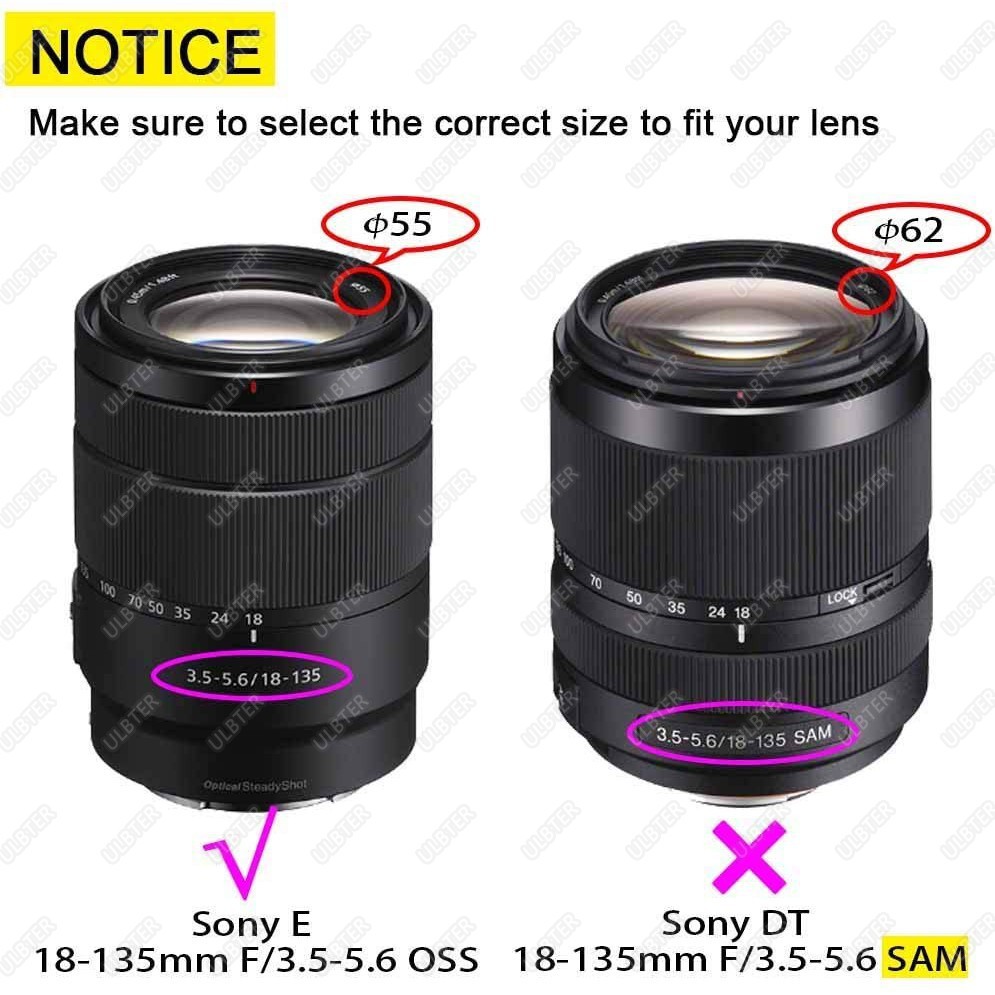 Nắp Đậy Ống Kính Ulbter 55mm Cho Sony E-mount 16-70mm F4 Zasony 18-135mm F3.5-5.6 Oss Sony Alpha A6600 A6500 A6100 A6000 A5000 2000