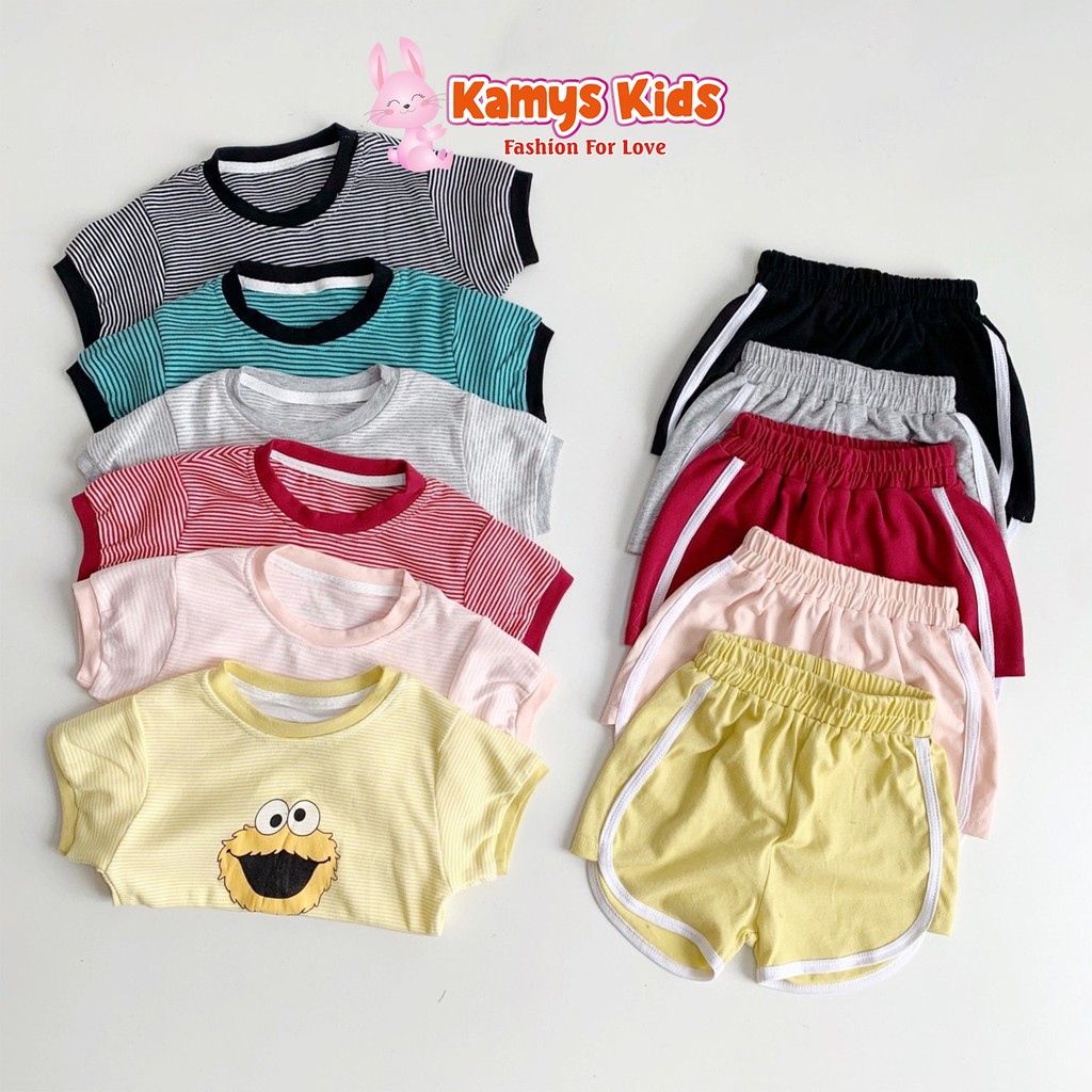 Bộ quần áo cộc tay quần đùi KAMYS KIDS họa tiết cho bé trai và bé gái từ 9-22kg