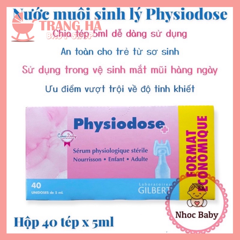 Nước Muối Sinh Lý Physiodose Tép Hồng Vệ Sinh Cho Bé ( Hộp 40 ống x 5ml )