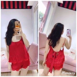 BỘ LỤA SATIN 2 DÂY REN BÈO