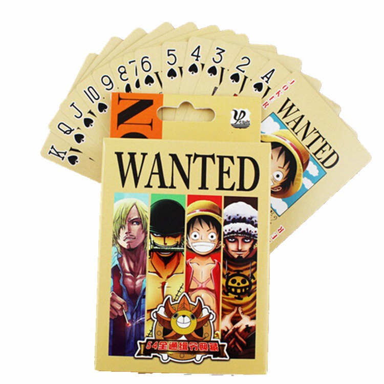 Bộ bài Tây anime onepiece Wanted Truy Nã,Rozo,luffy,chopper , bộ Tú 54 lá in hình anime manga dễ thương si