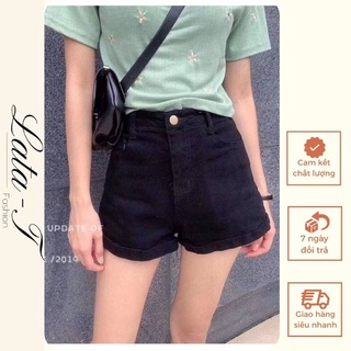 Quần Shorts kaki nữ co giãn, quần sooc co dãn màu đen